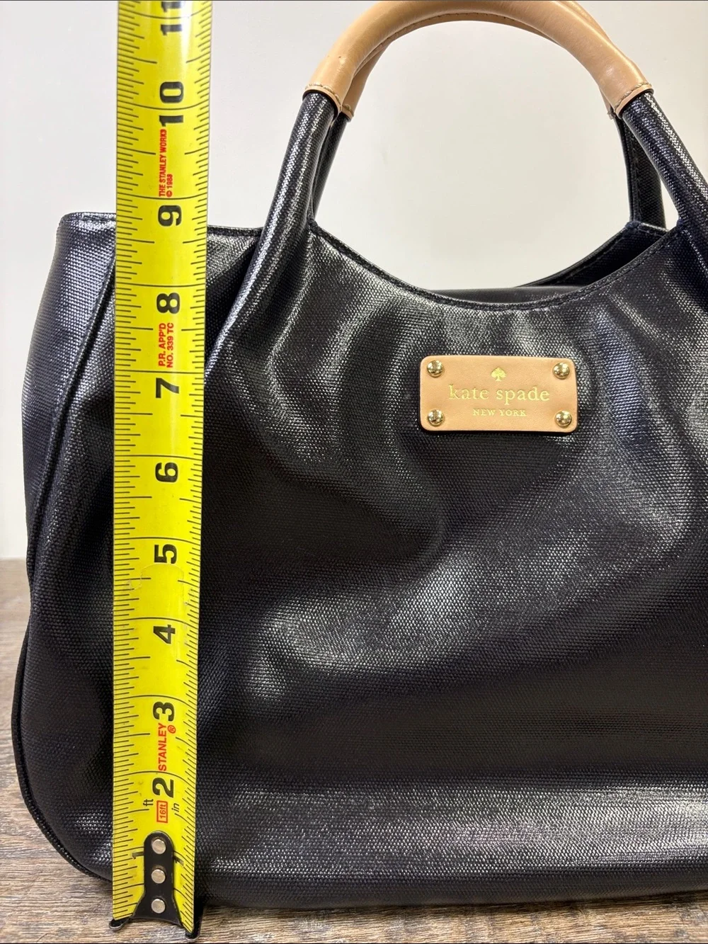 Kate Spade New York Fulton Street Satchel Black & Tan Leather Handle Tote